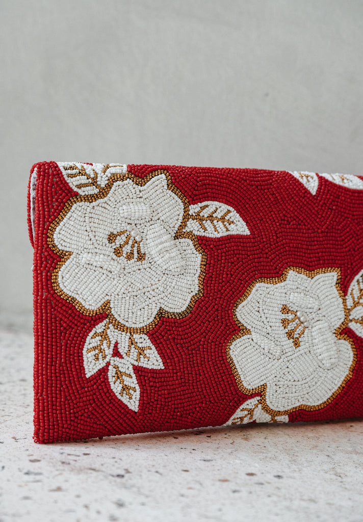 Grand Peonies Beaded Handbag (Preorder)