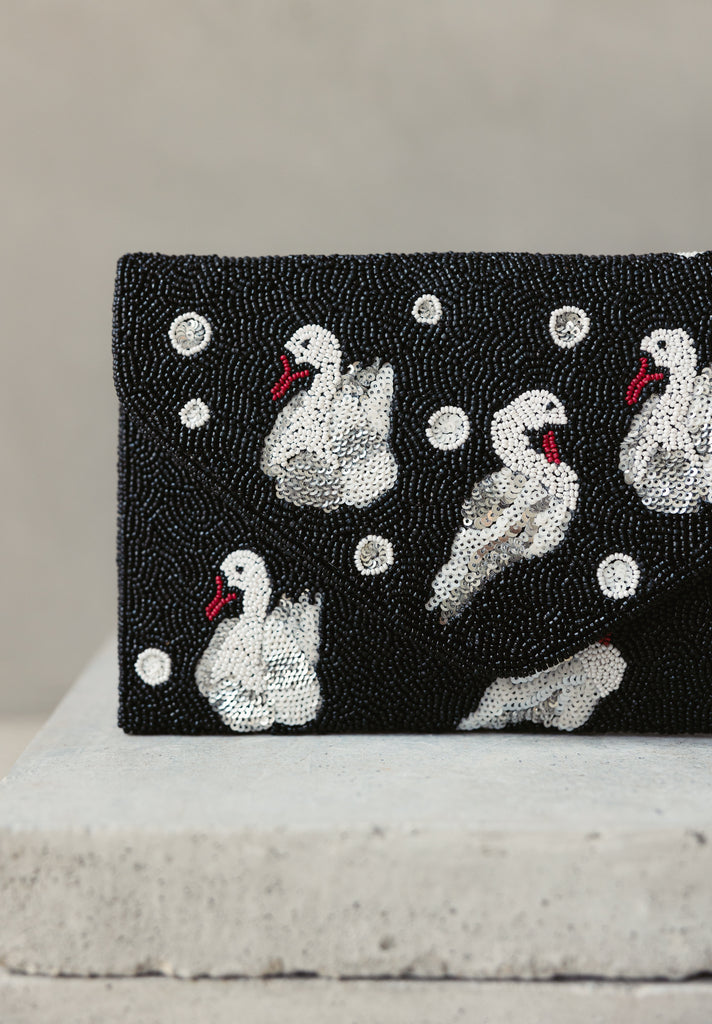 Swans Beaded Handbag (Preorder)