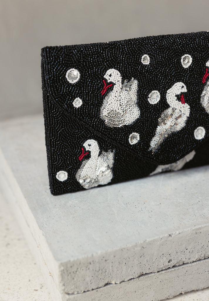 Swans Beaded Handbag (Preorder)